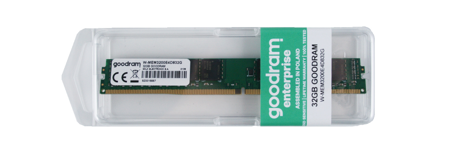 Pamięć RAM 1x 32GB GoodRAM ECC UNBUFFERED DDR4  3200MHz PC4-25600 UDIMM | W-MEM32E4D832G