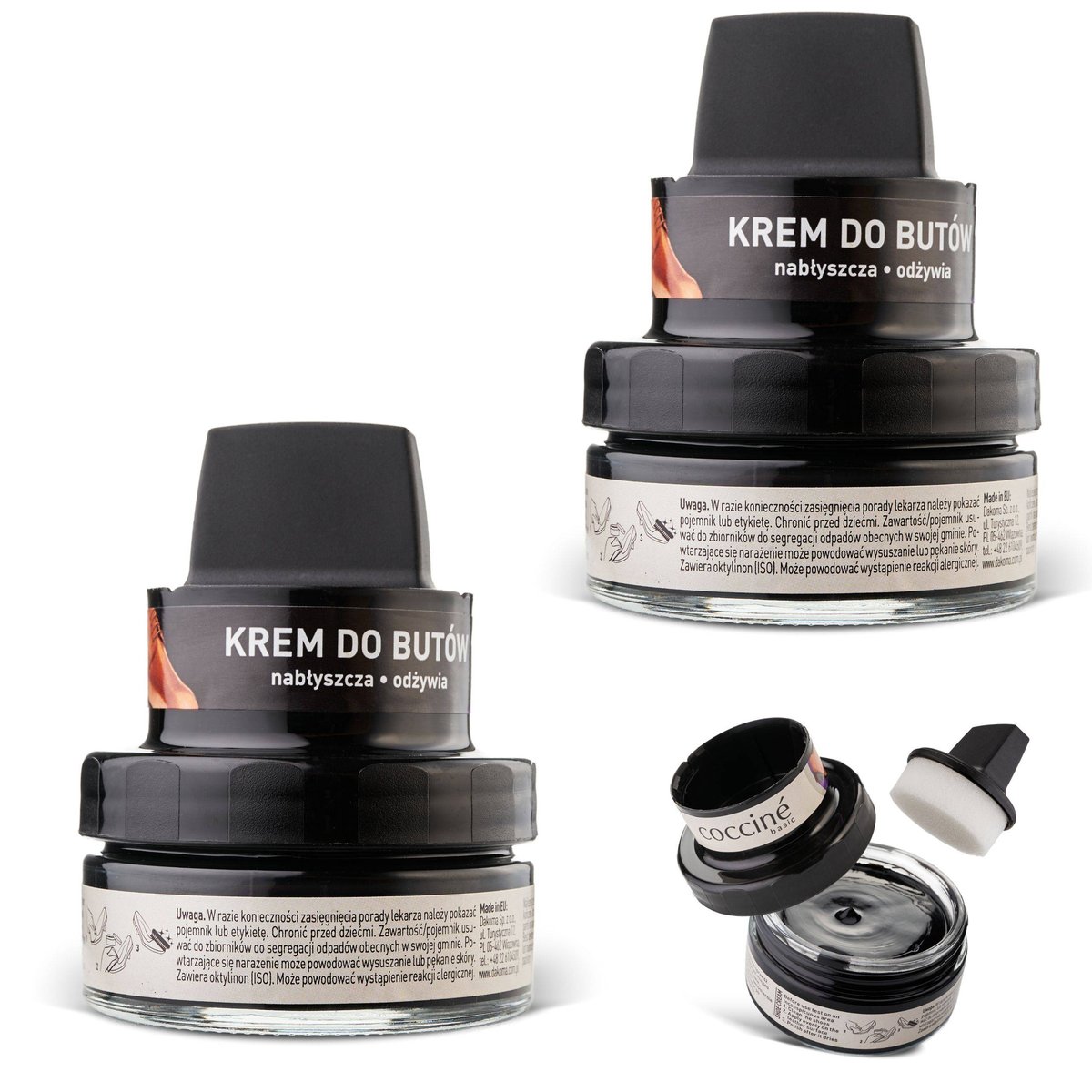 2x Krem z woskiem do butów 45 ml czarny coccine basic