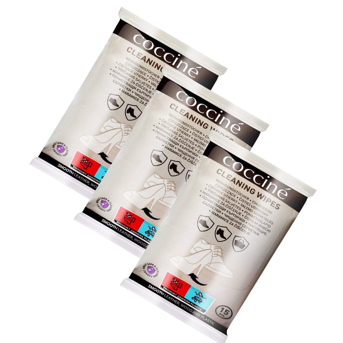 3x Chusteczki Czyszczące do Butów Wipe 15 szt Coccine