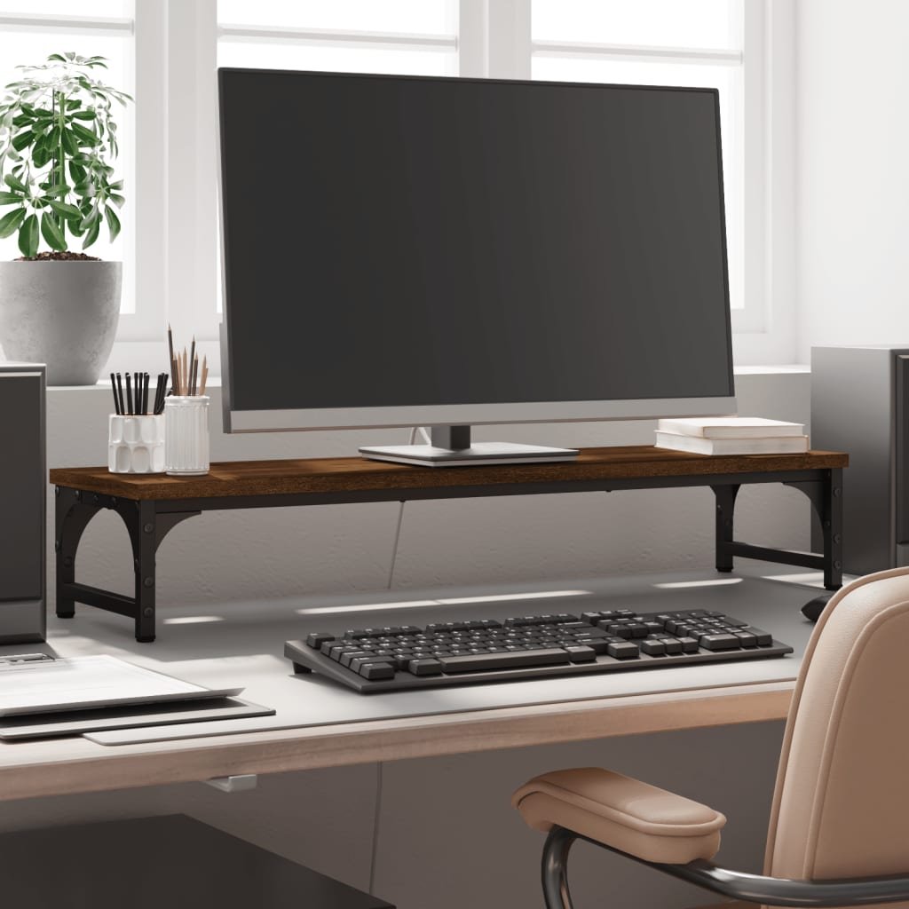vidaXL Podstawka pod monitor, brązowy dąb, 85x23x15,5 cm
