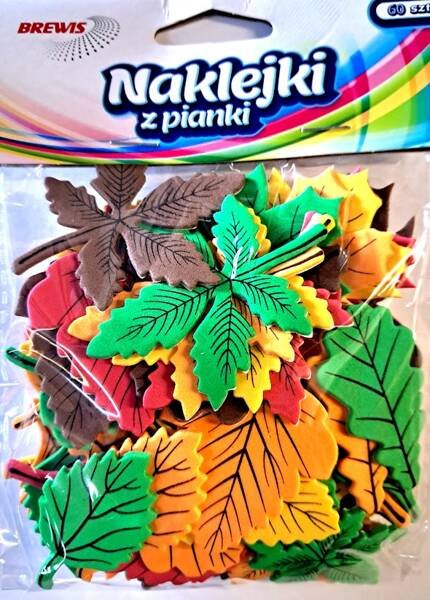 Naklejki piankowe liście Brewis 60 szt.