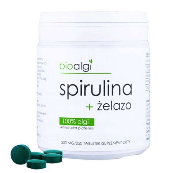 Bioalgi, Spirulina Bioalgi Spirulina + Żelazo, 250 szt.