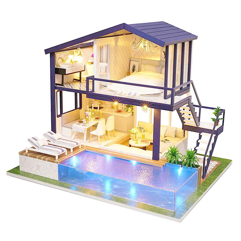Miniaturowy domek do samodzielnego złożenia, mebleki