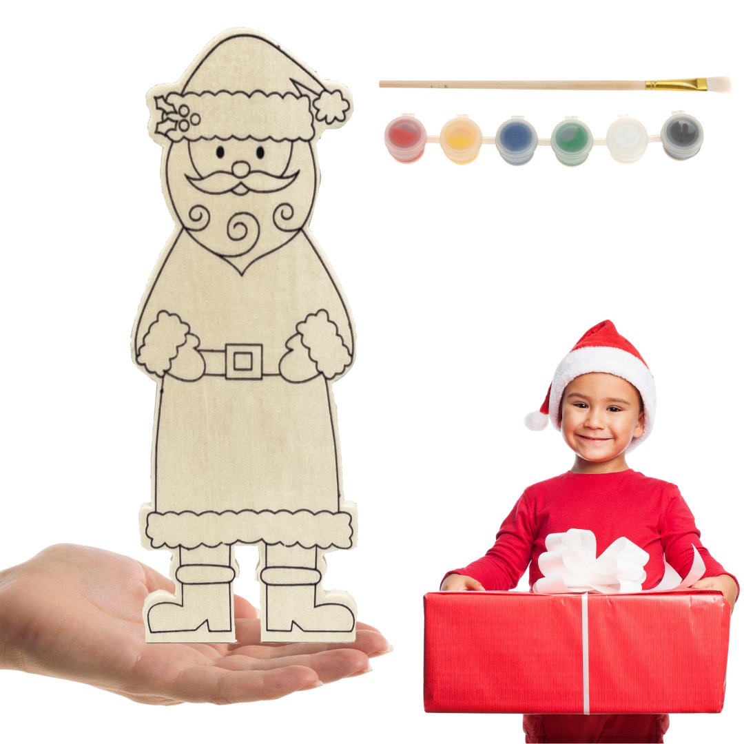 FIGURKA DREWNIANA MIKOŁAJ ŚWIĄTECZNA DO MALOWANIA 22cm