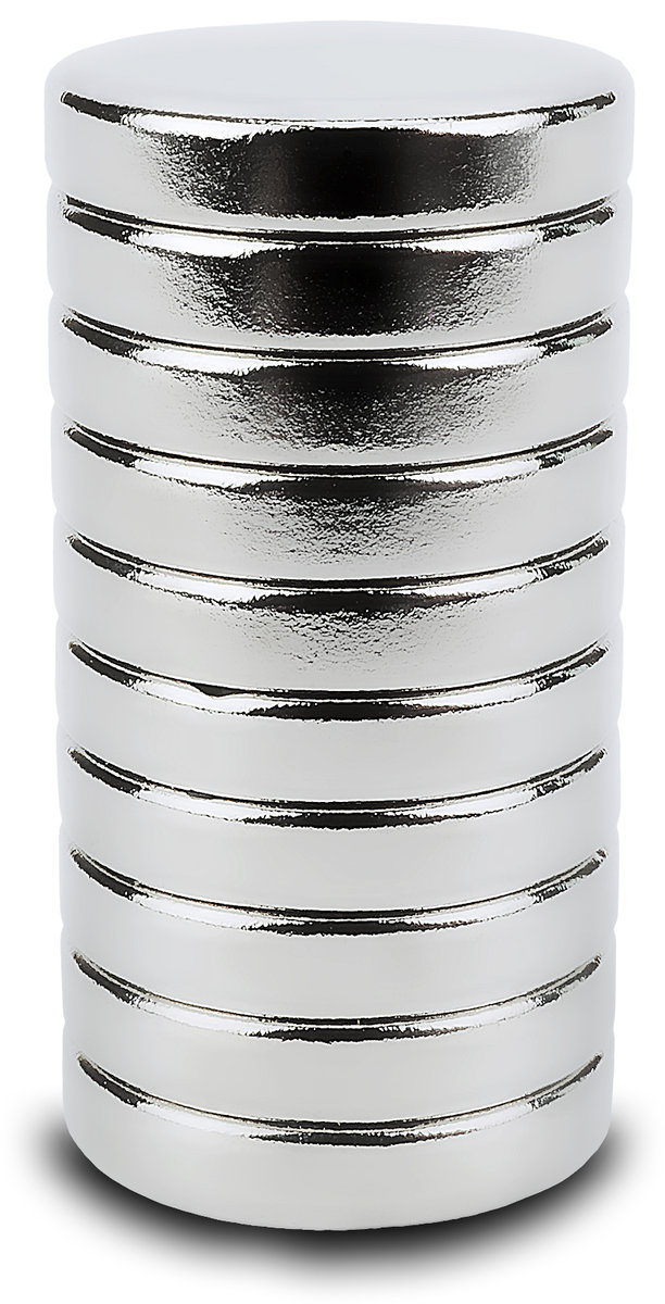Mocny Magnes Neodymowy Walcowy 10X2 Mm, 10 Szt.