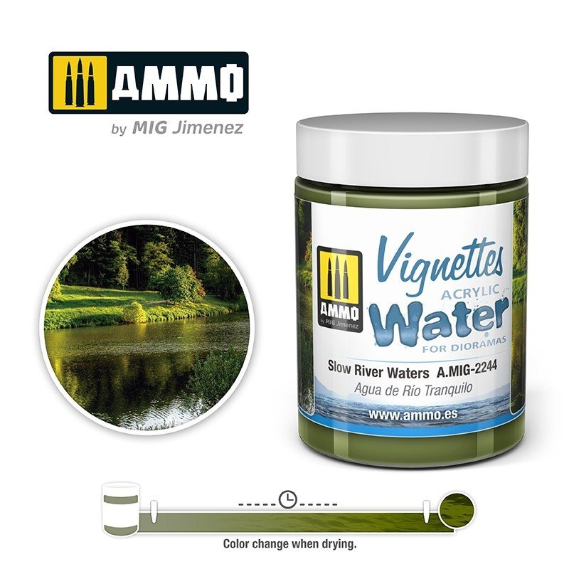 Ammo MIG 2244 Masa Modelarska Acrylic Water for Dioramas Slow River Water 100ml