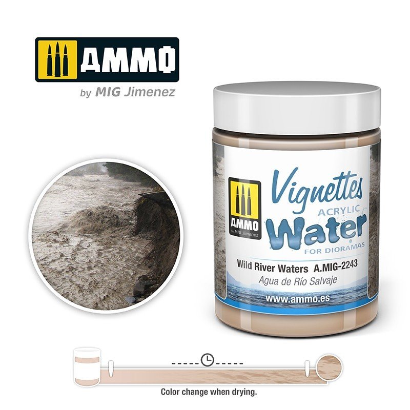 Ammo Mig 2243 Masa Modelarska Acrylic Vignettes for dioramas Wild River Waters 100ml