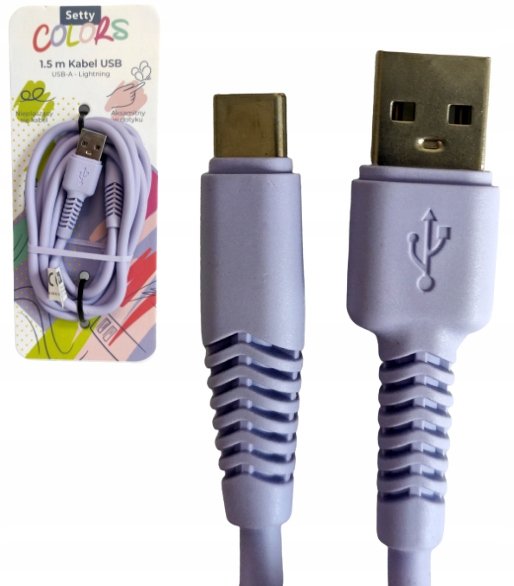 Kabel USB-A USB-C 1,5m Setty Colors NEON FIOLET