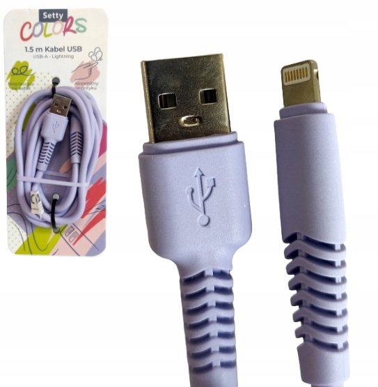 Kabel USB-A IPHONE 1,5m Setty Colors NEON FIOLET