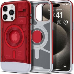 Spigen Etui Classic C1 Mag MagSafe do iPhone 15 Pro Max, czerwone