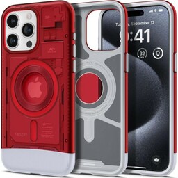 Spigen Etui Classic C1 Mag MagSafe do iPhone 15 Pro, czerwone