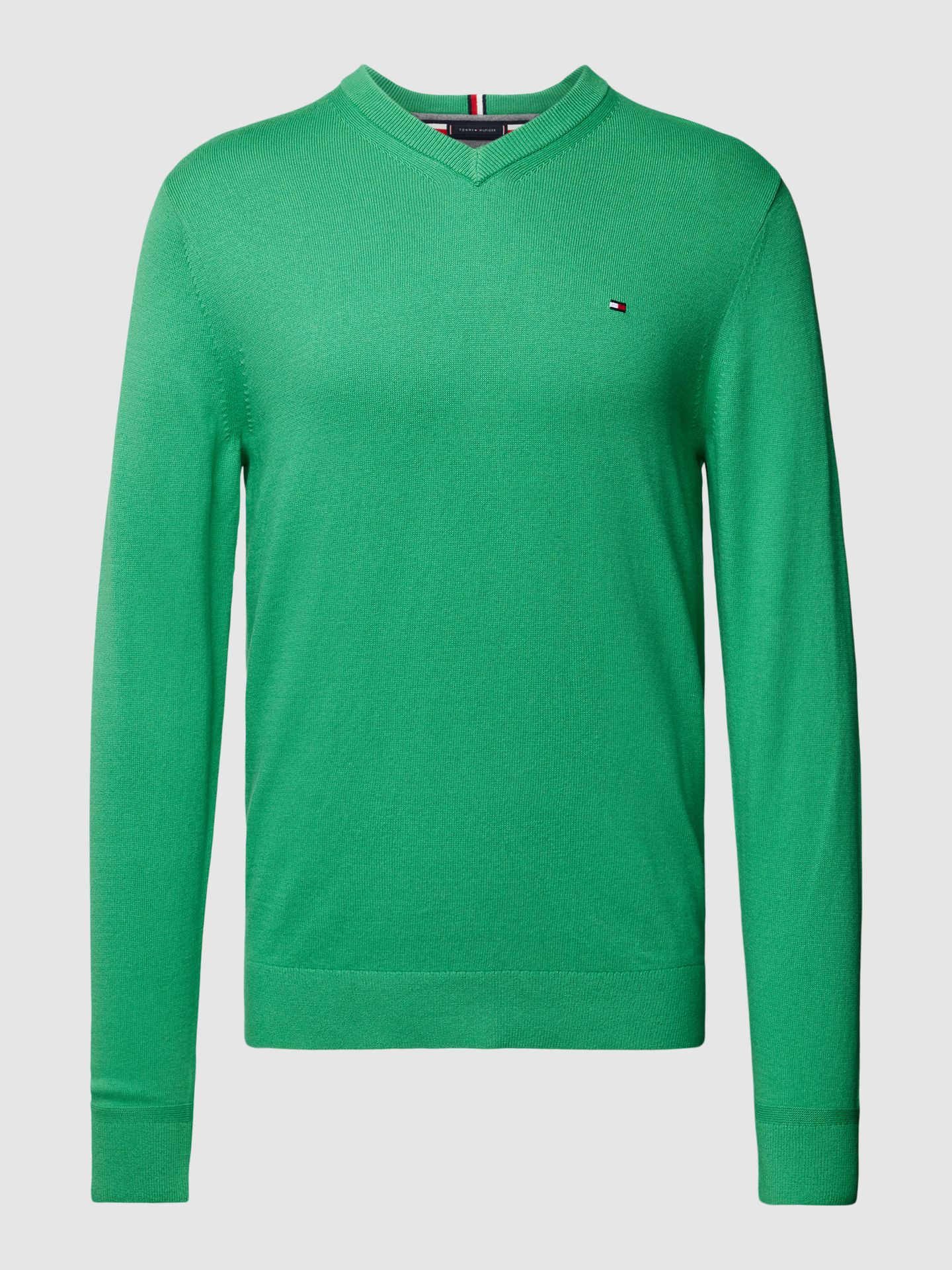 Sweter z dzianiny z dekoltem w serek model ‘PIMA’