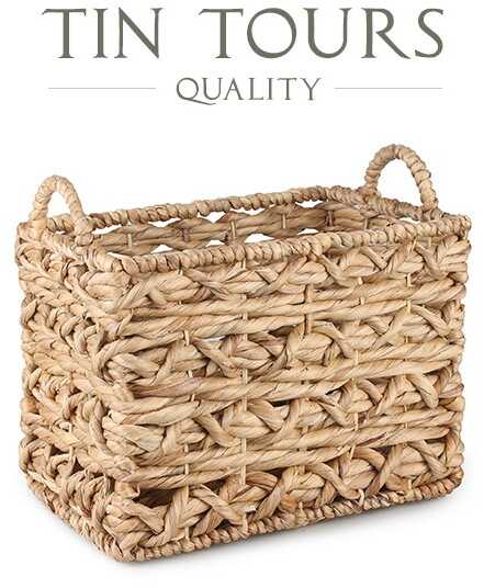 PROSTOKĄTNY KOSZ Z UCHWYTAMI Z HIACYNTU WODNEGO 32x22x22/28 cm