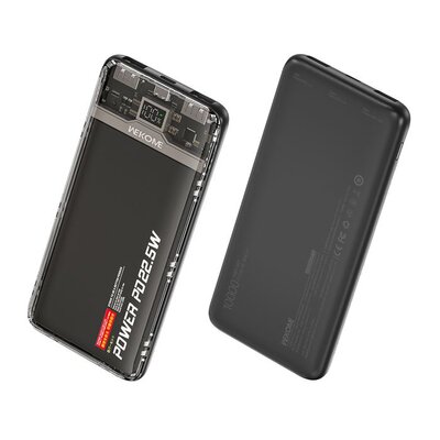 Powerbank WEKOME WP-353 Vanguard Series 10000 mAh 20W + 22.5W Czarno-przezroczysty