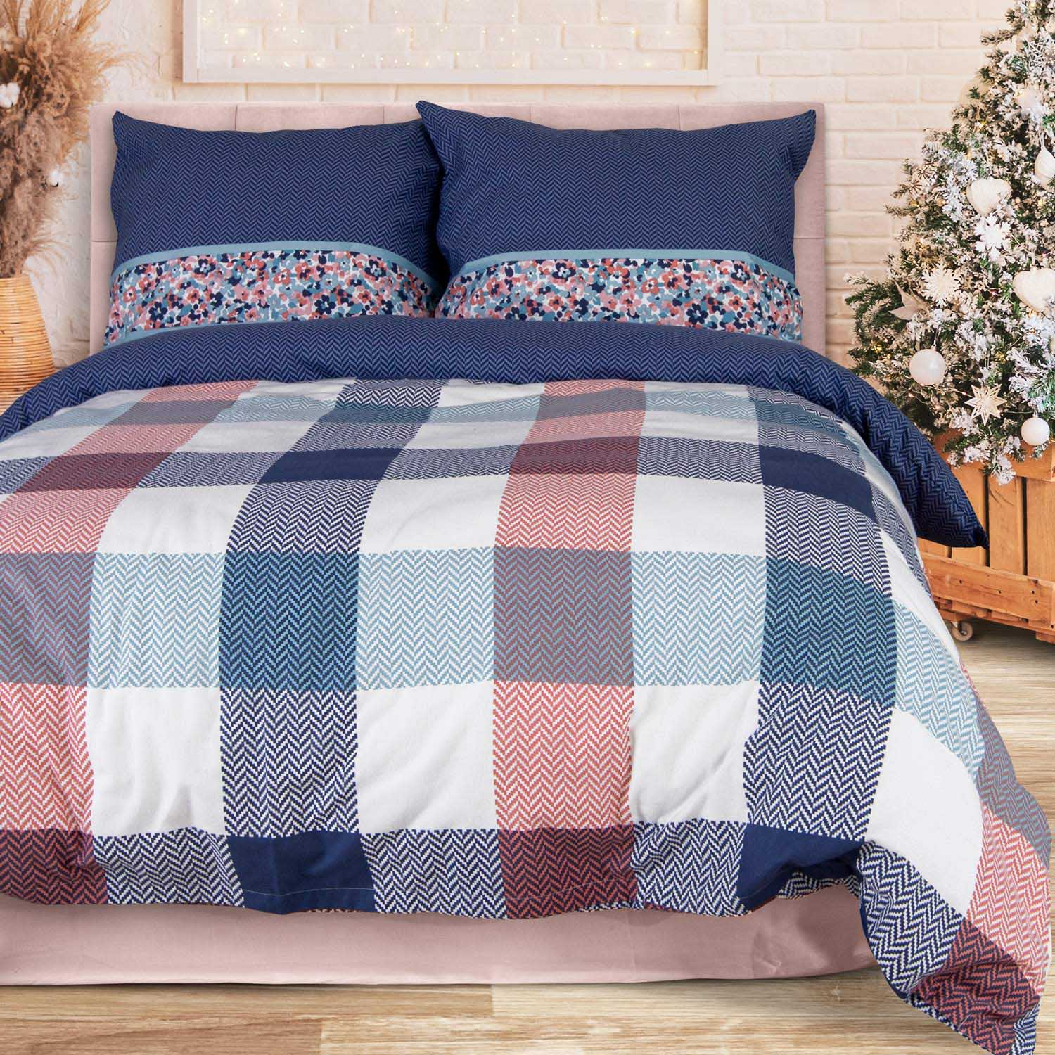 Pościel flanela 220x200 Millegna 100 (1) granatowa Darymex