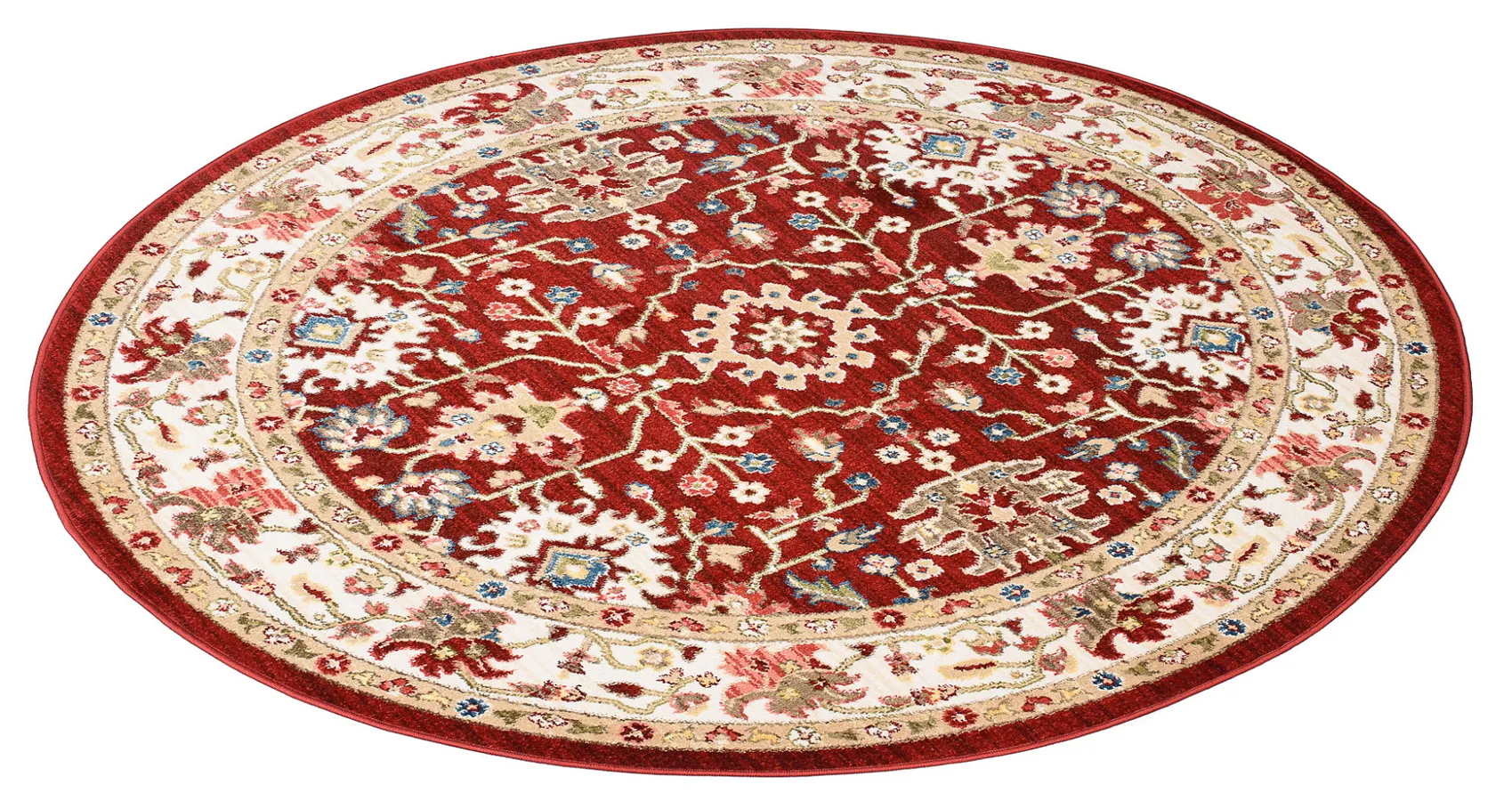 Klasyczny czerwony dywan w kształcie koła N8-D15