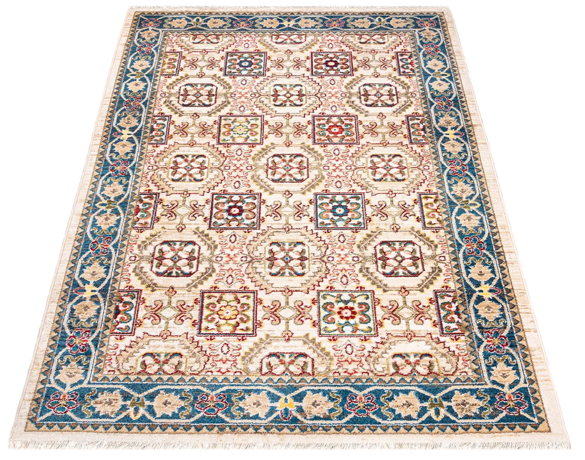 Prostokątny kremowy dywan w klasycznym stylu W7-E16