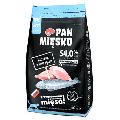 Pan Mięsko Kurczak z pstrągiem 10kg sucha karma dla kota hipoalergiczna