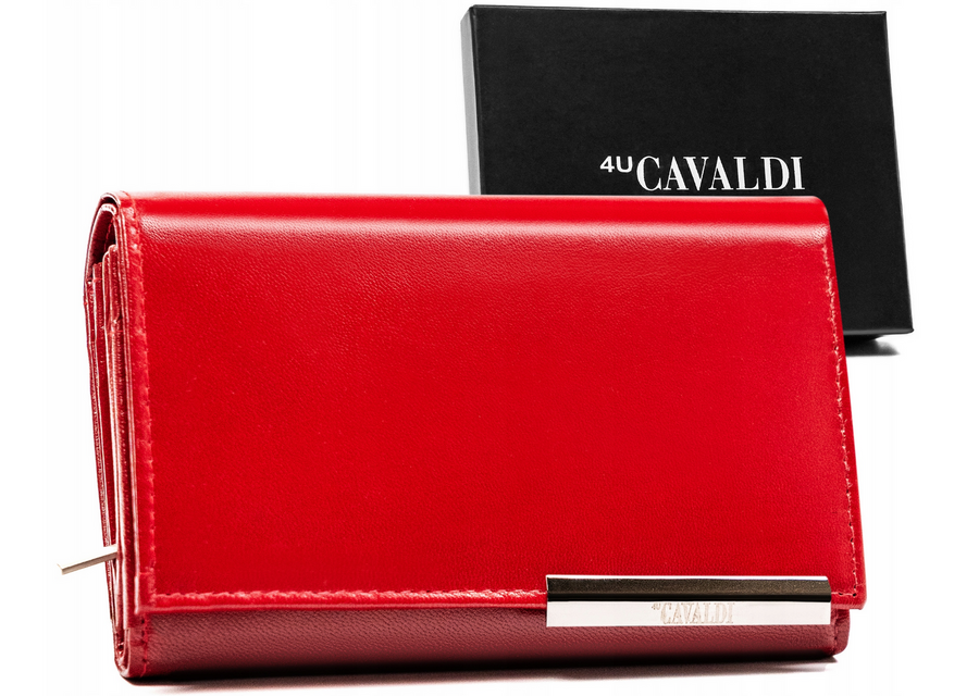 Duży, skórzany portfel damski na zatrzask — 4U Cavaldi