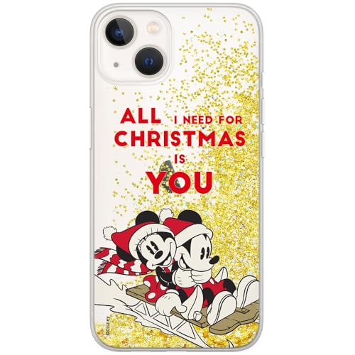 ERT GROUP etui na telefon Apple Iphone 13 MINI, case oryginalny i oficjalnie licencjonowany przez Disney, wzór Mickey i Minnie 015, optymalnie dopasowane, z efektem płynnego brokatu