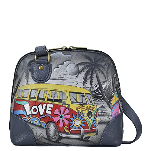 Anna by Anuschka Mała skórzana torba z wieloma przegródkami i zamkiem błyskawicznym, Happy Camper, jeden rozmiar