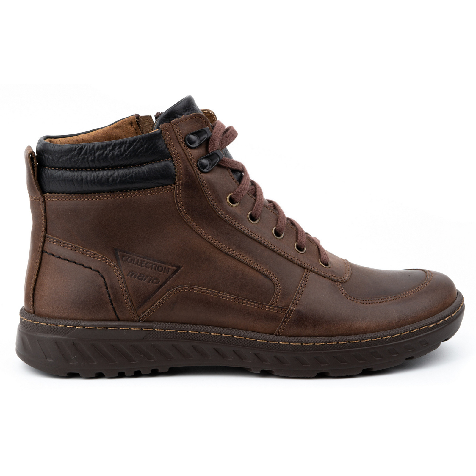 Buty zimowe męskie trzewiki skórzane 950MP brązowe - Buty Olivier