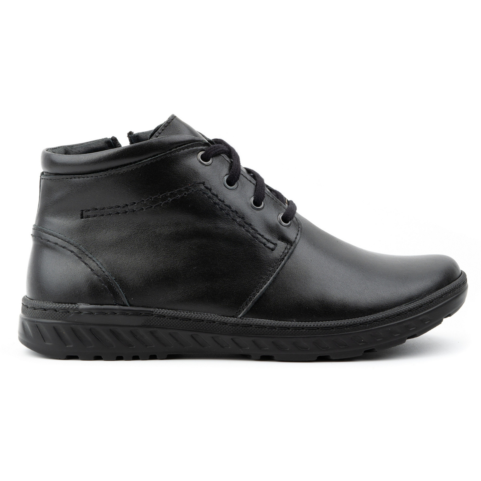 Buty męskie trzewiki sznurowane skórzane zimowe szerokie 926K Czarne - KOMODO