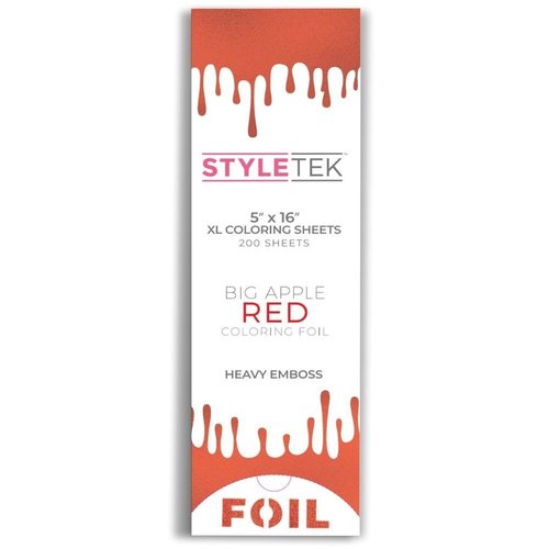 Styletek, ryflowana folia do koloryzacji włosów XL, czerwona, 200 arkuszy