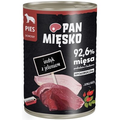 PAN MIĘSKO - Karma mokra dla psa indyk z jeleniem puszka 400g