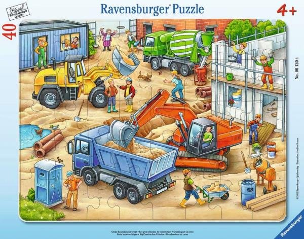 Ravensburger, puzzle dla dzieci 2D, Wielkie pojazdy budowlane, 40 el.