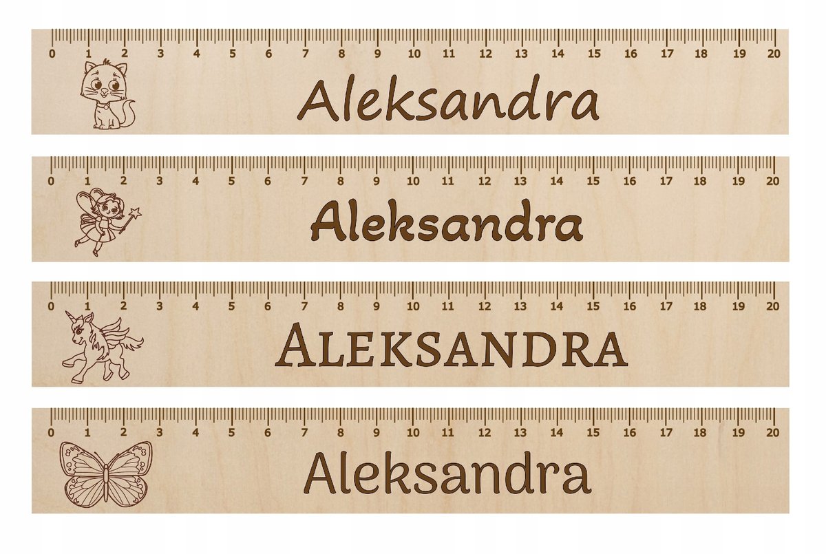 LINIJKA DREWNIANA Z GRAWEREM | IMIĘ - PERSONALIZOWANA