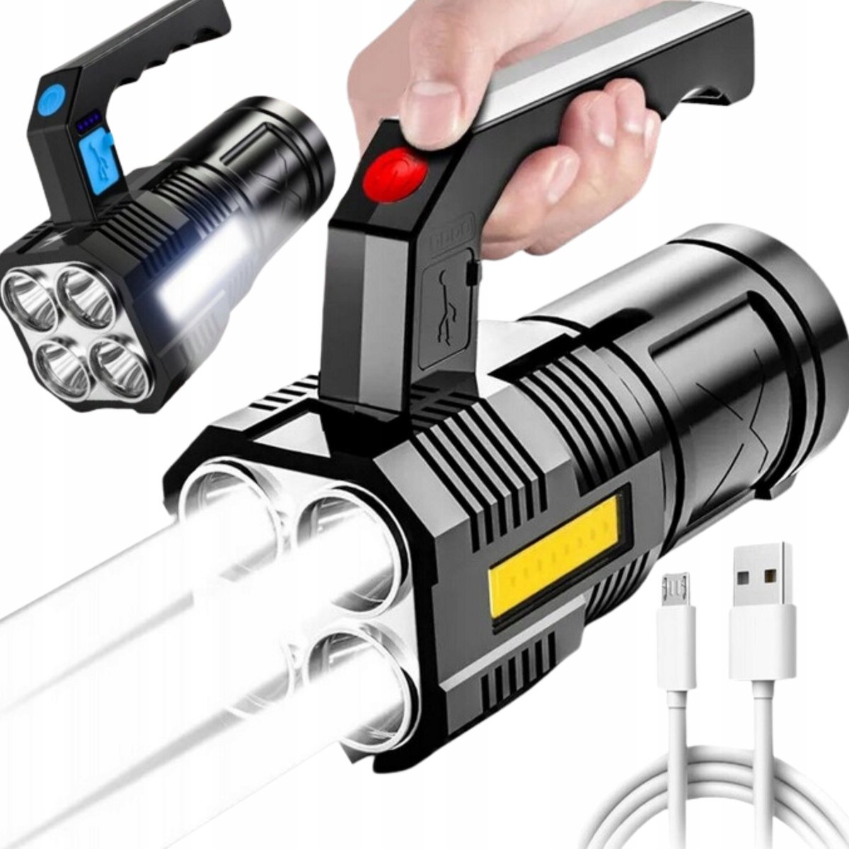 MOCNA LATARKA WIELOFUNKCYJNA WOJSKOWA LED USB