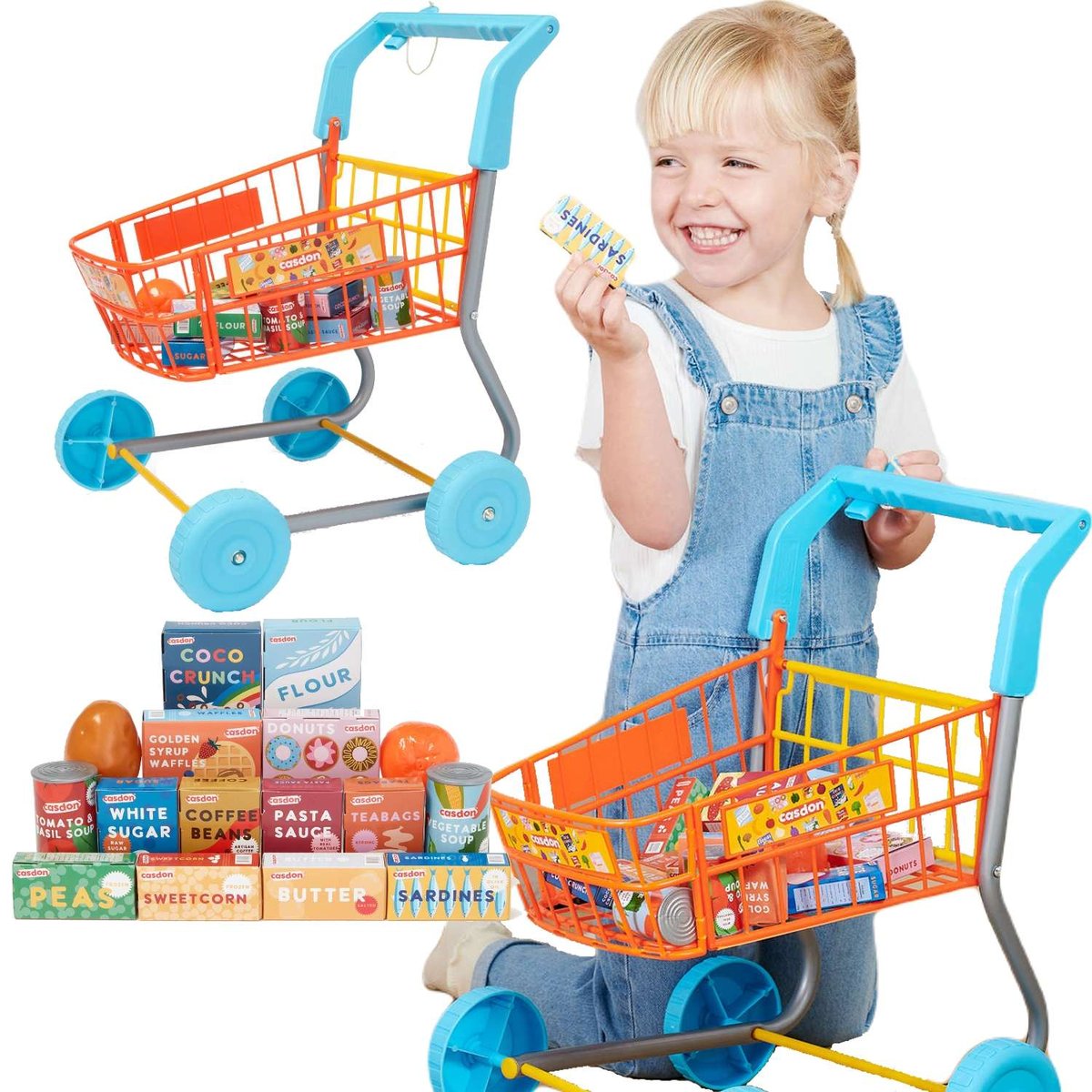 Zestaw Wózek sklepowy z zakupami dla dzieci kolorowy Supermarket Casdon