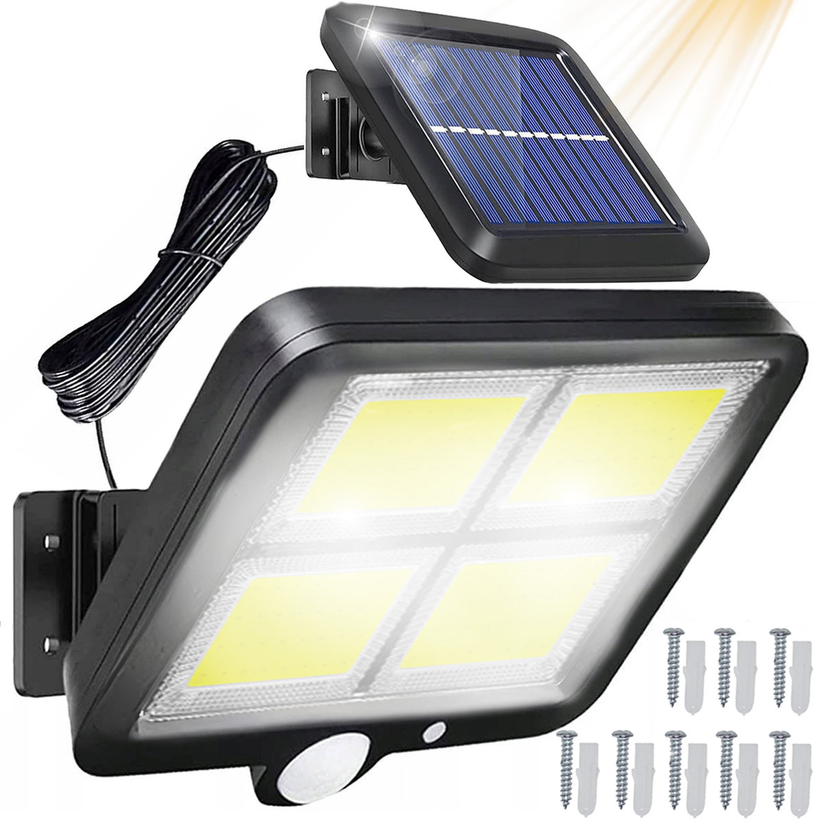 Lampa Solarna Uliczna Z Czujnikiem Ruchu Zmierzchu Ogrodowa Mocna 128 Led