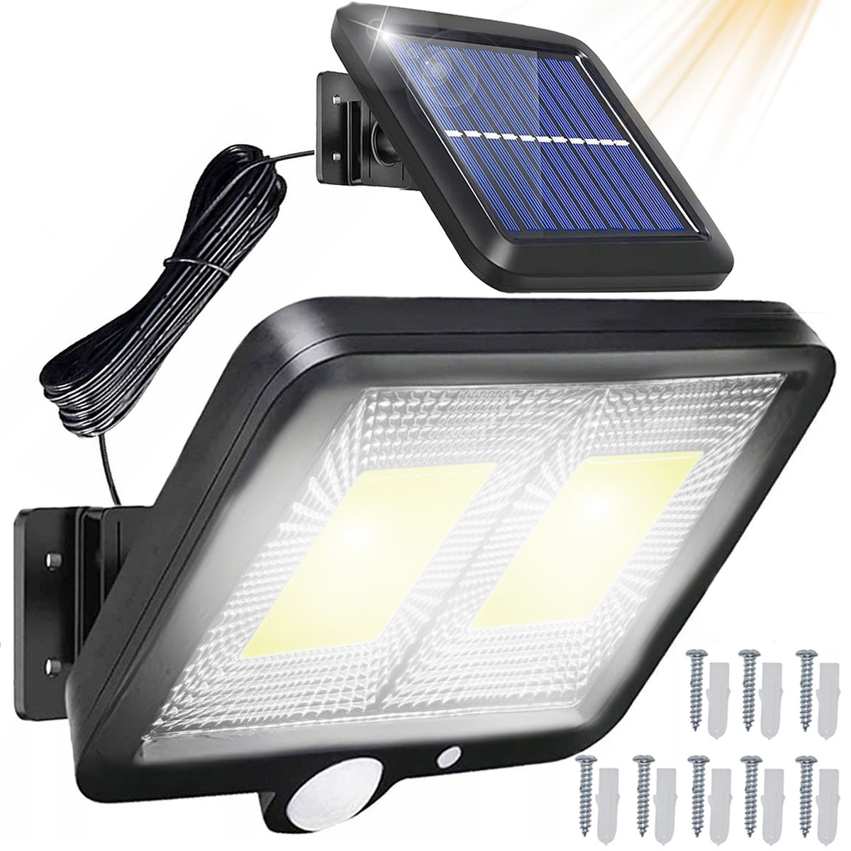 LAMPA SOLARNA ULICZNA Z CZUJNIKIEM RUCHU ZMIERZCHU OGRODOWA MOCNA 108 LED