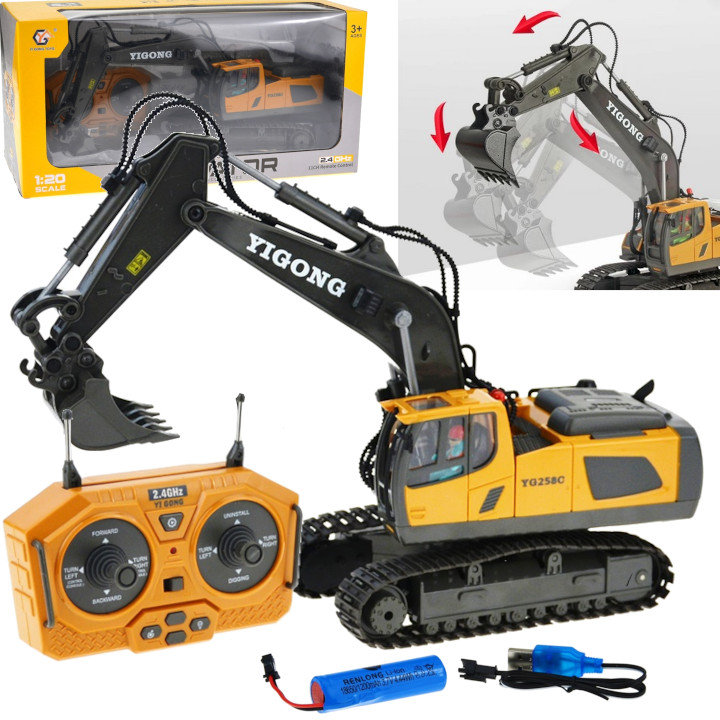 Koparka Sterowana Na Gąsienicach Dźwięki 2,4 Ghz Pełne Sterowanie