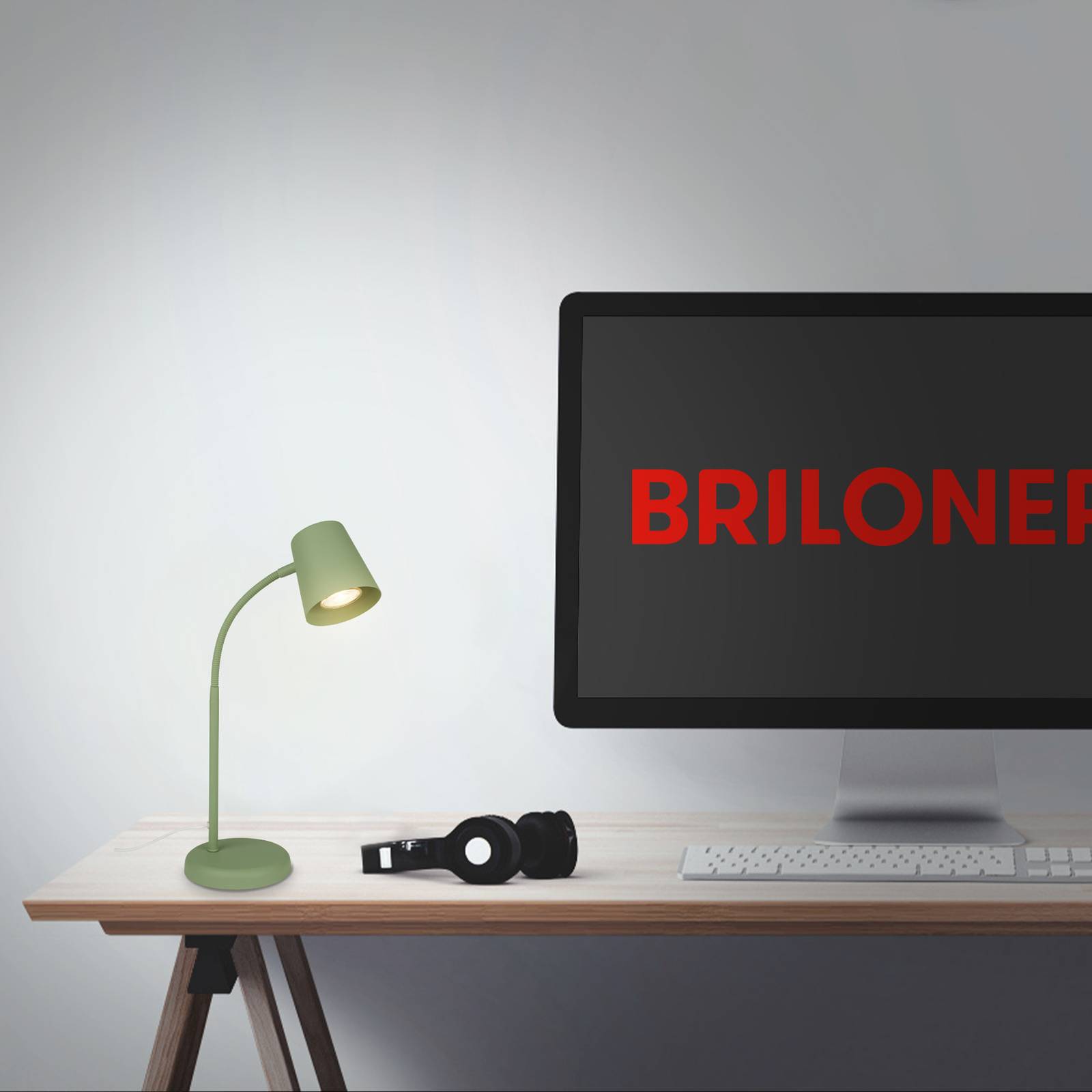 Briloner Lampa stołowa Skriva, oprawa GU10, limonkowa zieleń