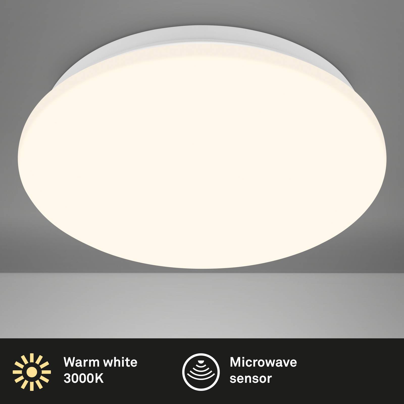 Briloner Lampa sufitowa Ekos z czujnikiem ruchu LED, Ø 26 cm