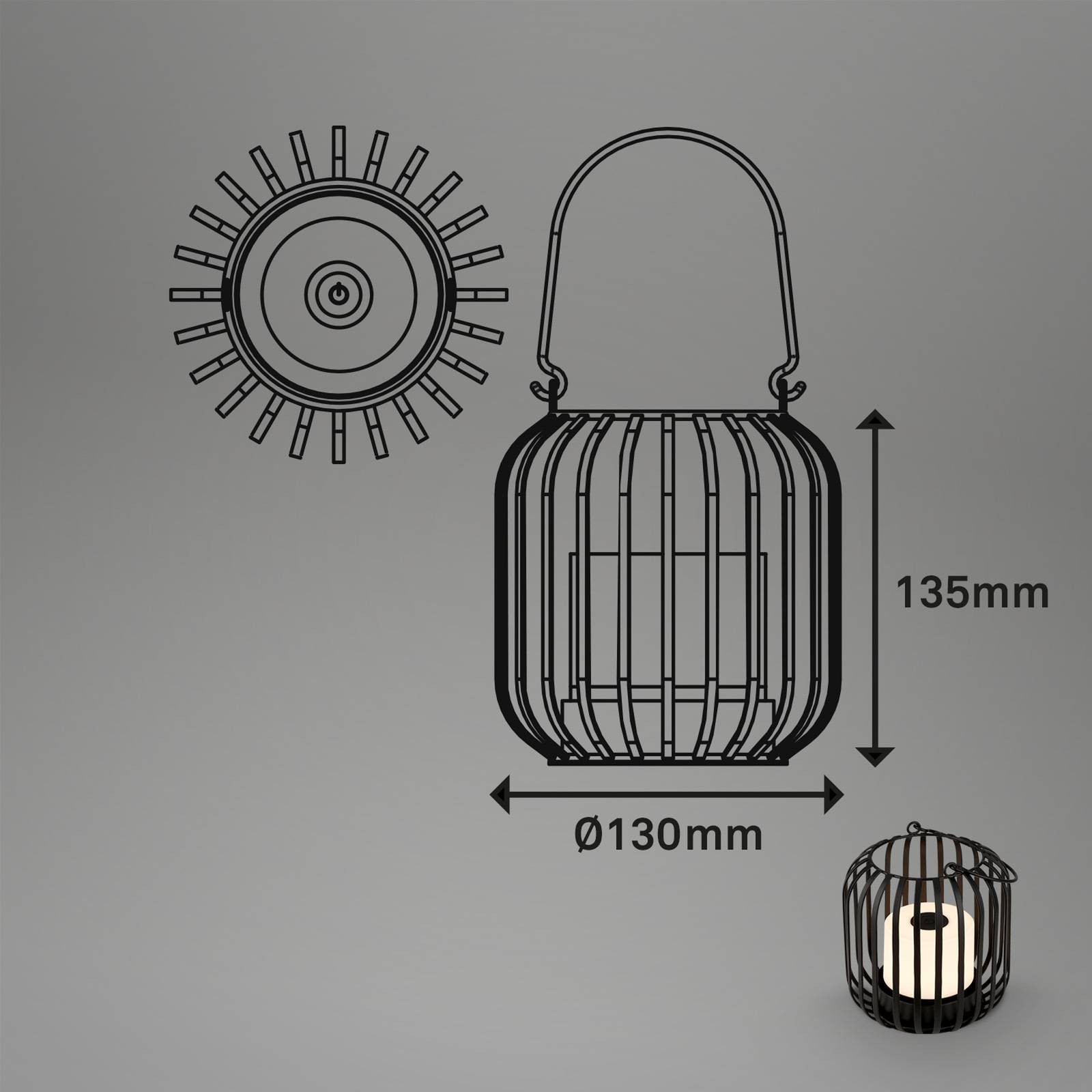 Briloner Lampa stołowa LED 7279 IP44 metalowy kosz czarna