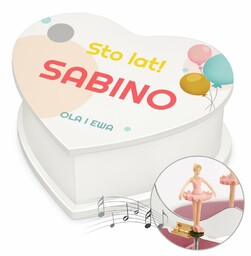 Szkatułka na biżuterię w kształcie serca z pozytywką i nadrukiem dla dziewczynki na urodziny