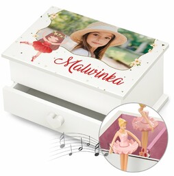 Szkatułka na biżuterię z pozytywką i szufladką ze zdjęciem dla dziewczynki na imieniny