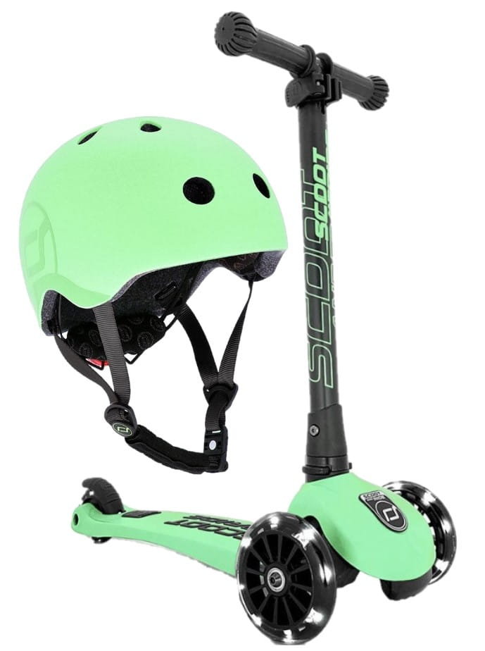 Scoot and Ride, Highwaykick 3 LED Hulajnoga składana 3+ ze świecącymi kółkami + kask S-M Kiwi
