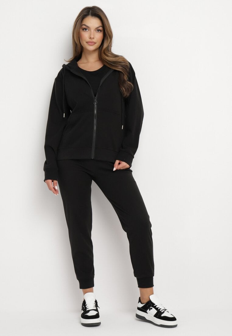 Czarny 2-częściowy Komplet Dresowy z Bluzą i Spodniami Seraphelle