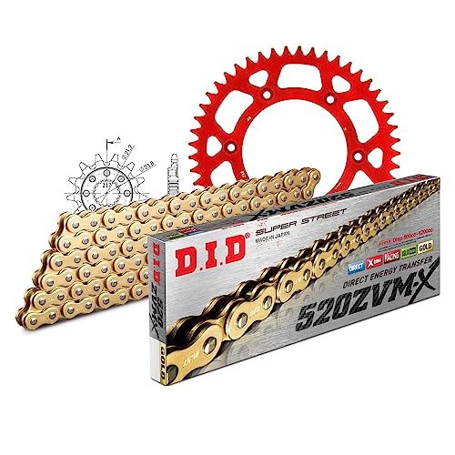 Zestaw łańcuchów DID Alu 520ZVM-X / 116 nitowy zamek czerwony do Honda CRF R RX 450 ccm rok prod. 2017-2020