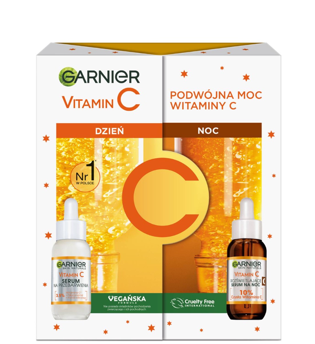 Garnier Skin Naturals Vitamin C (Serum rozświetlające na noc 30ml + Serum na przebarwienia 30ml)