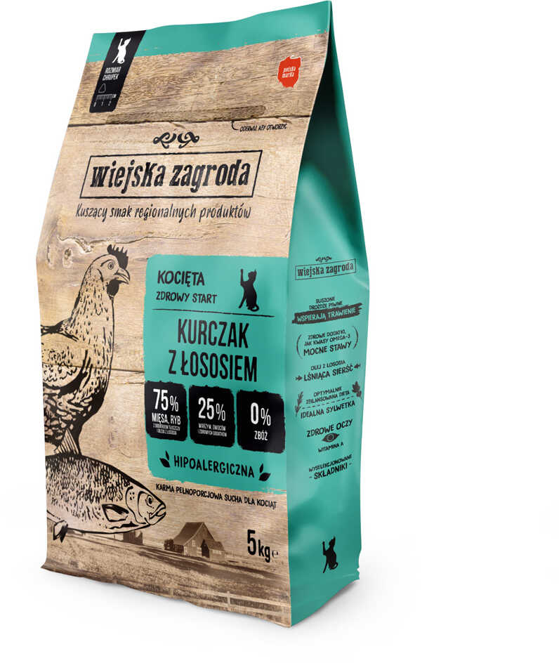Wiejska Zagroda, Kitten, kurczak z łososiem - 2 x 5 kg Dostawa GRATIS!