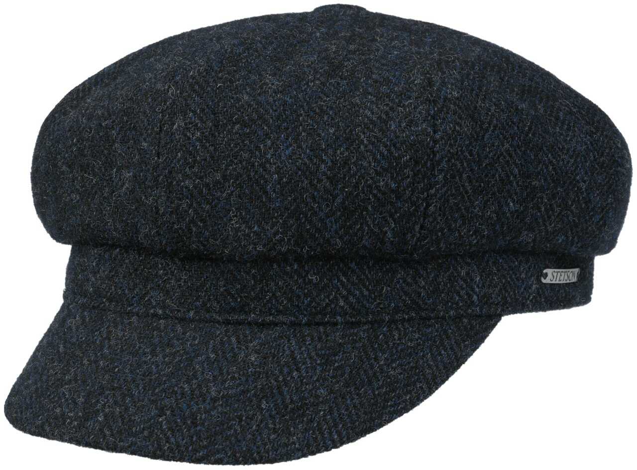 Czapka Newsboy 8 Panel Wool by Stetson, czarno-niebieski, M (56-57 cm)