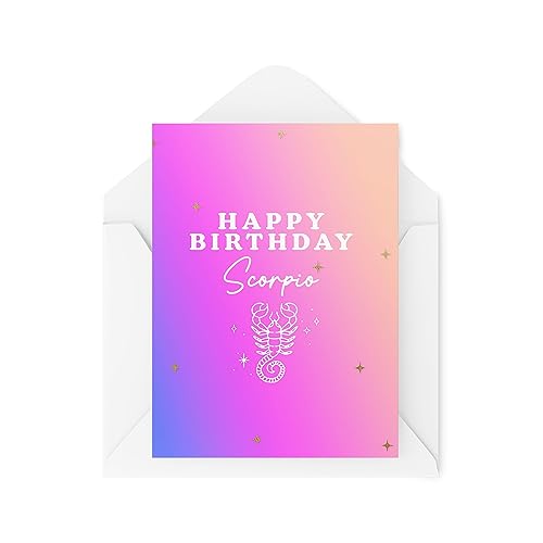 Kartka urodzinowa zodiaku - Happy Birthday Skorpion - znak wodny - karta skorpiona - kartka urodzinowa skorpiona - kartka urodzinowa ze znakiem zodiaku - CBH1834