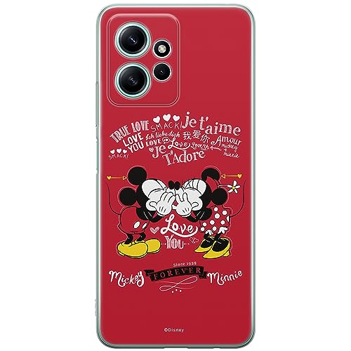 Etui Mickey i Minnie 005 Disney Nadruk pełny Czerwony Producent: Xiaomi, Model: REDMI NOTE 12 4G