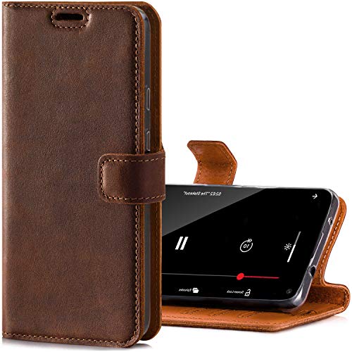 SURAZO Etui na telefon komórkowy do S20 FE - Premium RFID etui ochronne z prawdziwej skóry z funkcją stojaka - etui z klapką Wallet case Handmade in Europa do Samsung Galaxy S20 FE 5G